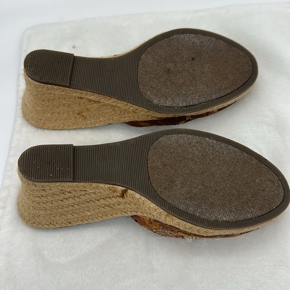 Xhilaration Vintage Wedge Beaded Brocade Fabric women’s size 6 1/2 - Picture 7 of 12